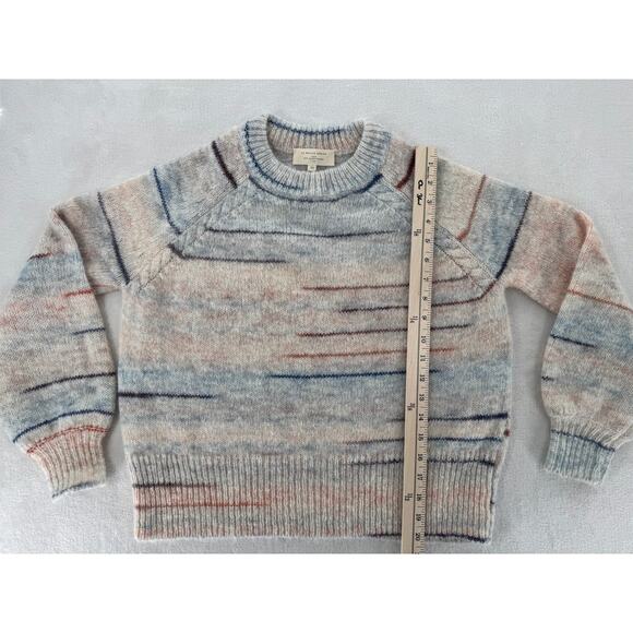 Sezane Zenia Sweater Ivory Wool Alpaca Blue Tan Stripe Pullover Knit XS S - Picture 9 of 9